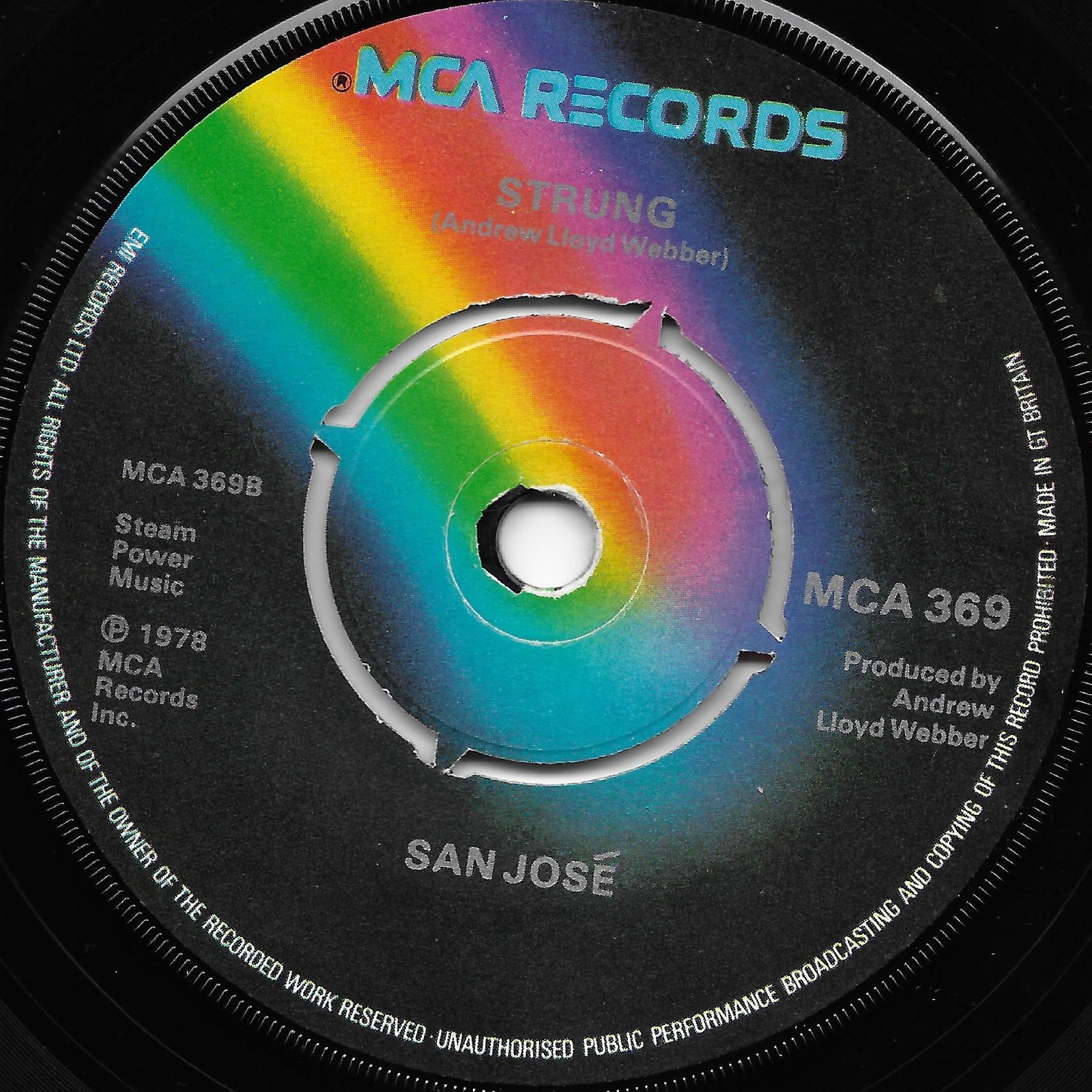 MCA 369 Argentine melody (World Cup (1978)) Andrew Lloyd Webber / San Jose from the BBC records and Tapes library Label